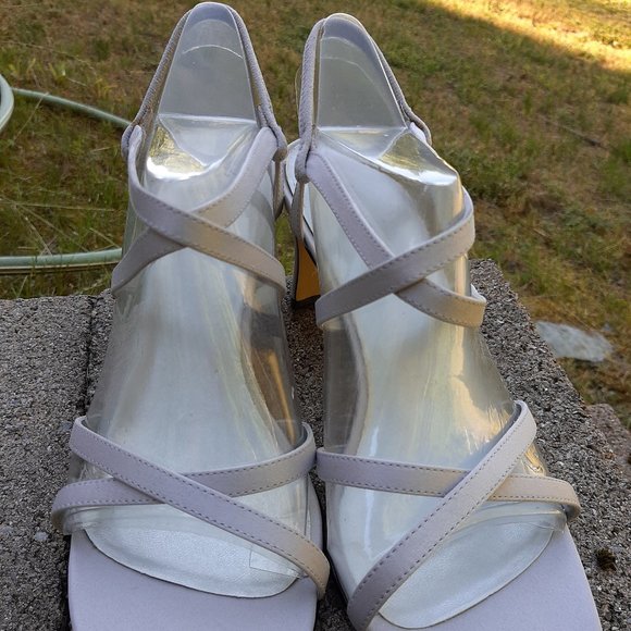 Silver Dress Sandals with Heel - Picture 1 of 4